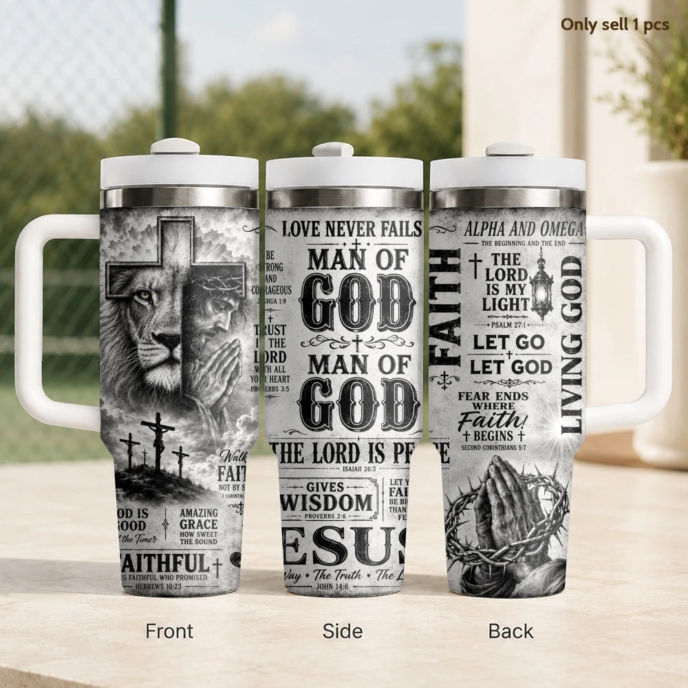 Man Of God Christian Faith Vacuum Steel Insulated Tumbler