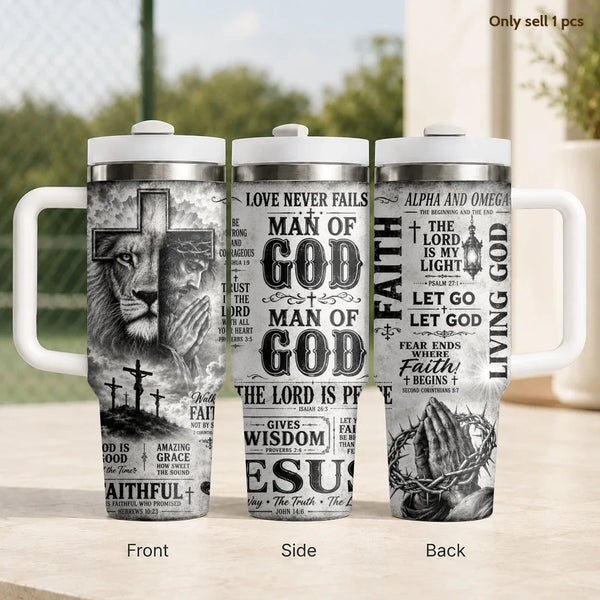 Man Of God Christian Faith Vacuum Steel Insulated Tumbler