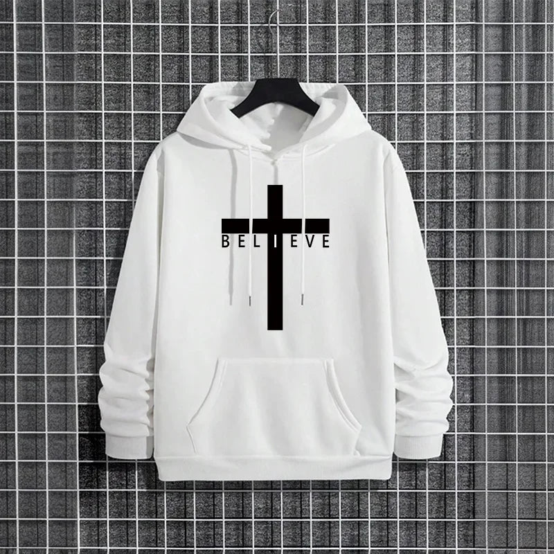 Jesus Cross Printed Men Hoodies