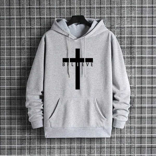 Jesus Cross Printed Men Hoodies
