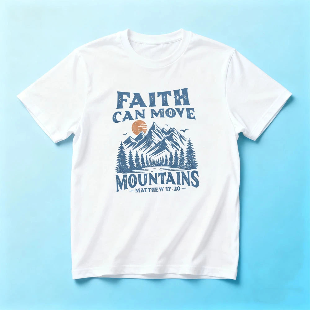 Faith Can Move Mountains Matthew Christian Graphic T-Shirt